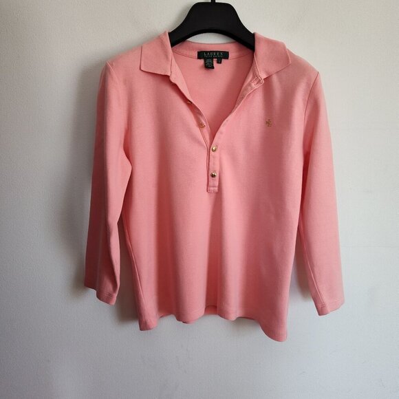 Lauren Ralph Lauren Tops - Ladies SZ S Lauren Ralph Lauren Peach Three-Quarter Sleeve Cotton Top